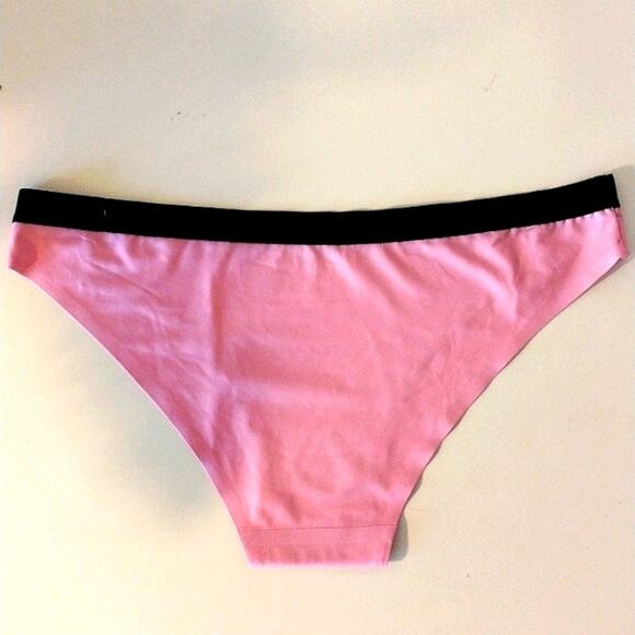 bebe Luxury Intimates Panty Size L PINK Barbiecore Luxury GOLD Monogram Hi Cut - Picture 5 of 5
